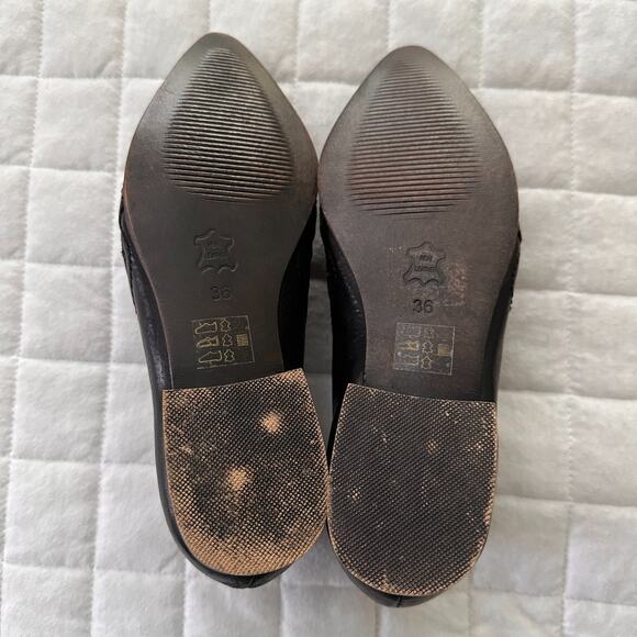 FREE PEOPLE Womens Ankle Boots 36 US 6 Black Leather Low Heel Pointed Toe Zipper - Picture 13 of 14